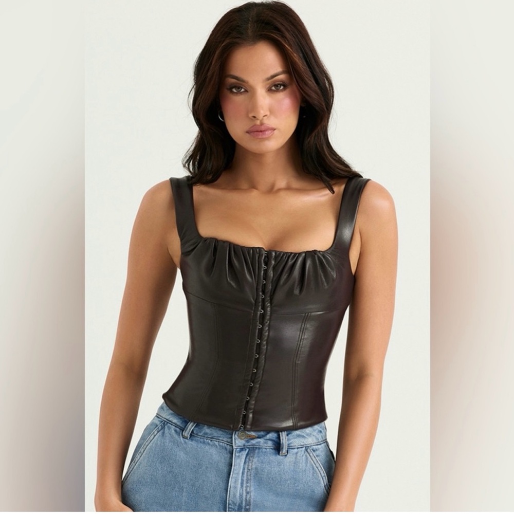 House of CB Dark Brown Leather Corset Top